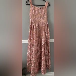 Pink blush long sequence prom dress